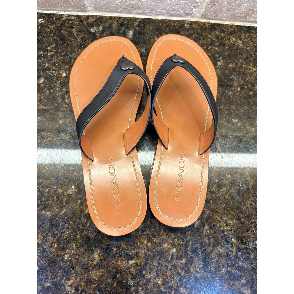 Coach Ellis Thong Sandals Black Size 6 EUC - Picture 2 of 5